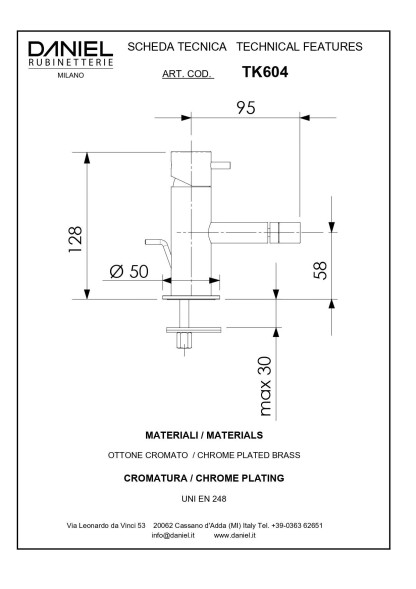 Daniel Tokyo, однорычажный смеситель для биде с донным клапаном, цвет розовое золото