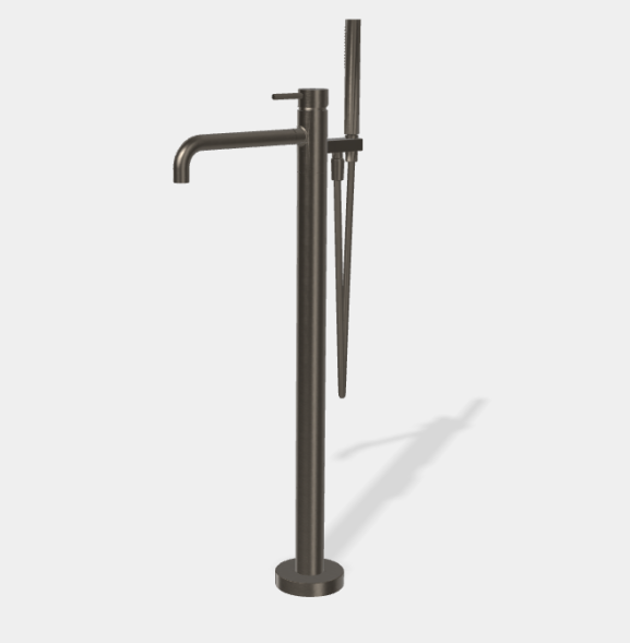 Смеситель для ванны и душа, Fima Carlo Frattini, Spillo Up, напольный, цвет-хром черный брашированный F3034/6NCS