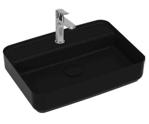 Раковина накладная ISVEA Infinity 55 прямоугольная 55см, с отверстием под смеситель цвет черный матовый 10NF66055-2N