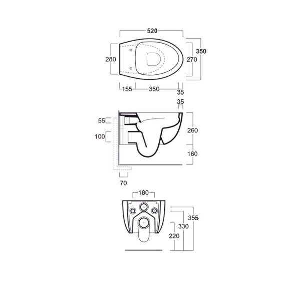 Унитаз SIMAS BORMIO подвесной безободковый цвет белый BR18/F85