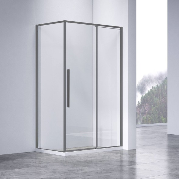 Vincea Душевой уголок Slim-N VSR-4SN9014CLGM, 1400*900, вороненая сталь, стекло прозрачное