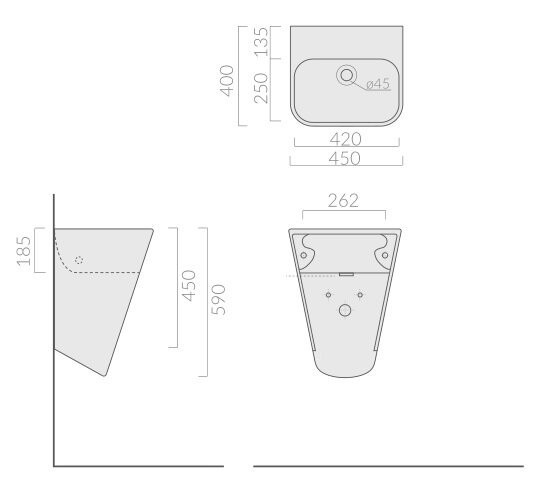 Раковина GALASSIA MEG11 5407SF NE подвесная без отверстий без перелива цвет черный глянцевый