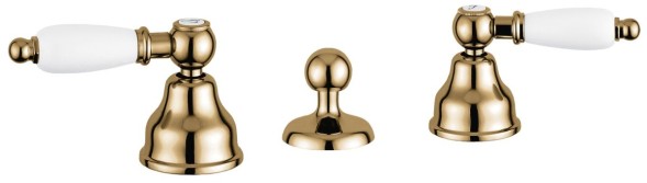 Emmevi Deco Ceramic, двухрычажный смеситель для биде на 3 отверстия, с донным клапаном, цвет бронза 121034/BR