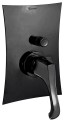 Emmevi Ares, встраиваемый в стену однорычажный смеситель для душа на 2 выхода, с кнопочным дивертером, цвет черный матовый 76019/NEO