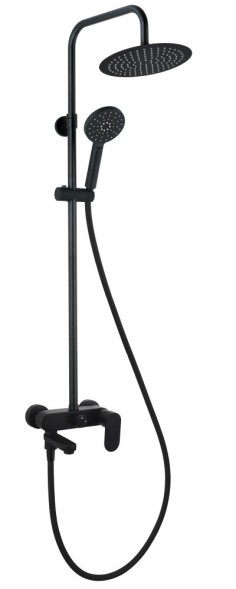 AQG Nite, душевая колонна регул. по высоте 95-150 см: со складным изливом и круглым верхним душем 25 см, цвет черный матовый