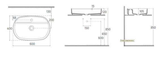 Раковина накладная ISVEA Infinity 60 овальная 60см цвет MARMO белый матовый 10NF65060-2L-MRM