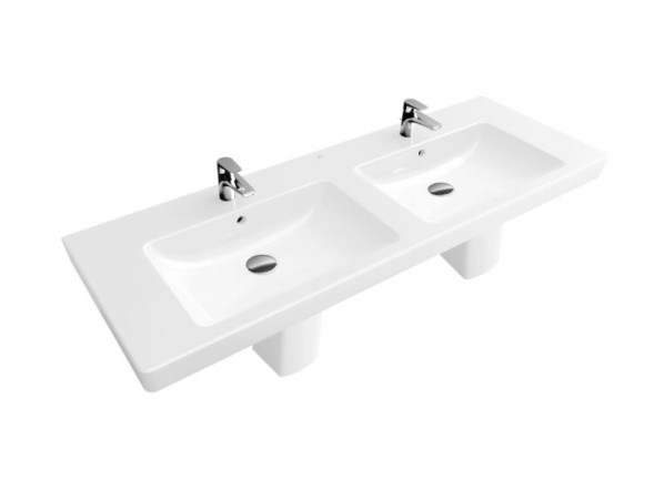 Villeroy&amp;Boch Раковина, Subway 2.0, шг 1300*470, отверстия для смесителя-1 сквозное, 2 промаркированных, CeramicPlus, цвет-альпийский белый 7176D0R1