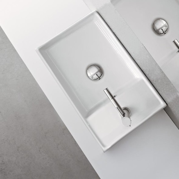 Раковина Scarabeo TEOREMA подвесная или накладная без перелива с одним отверстием цвет белый 8031/R41x23