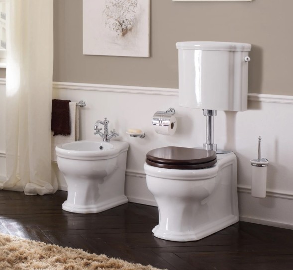 Бачок Scarabeo Castellana на средней трубе с механизмом смыва цвет белый фурнитура хром 5365CR