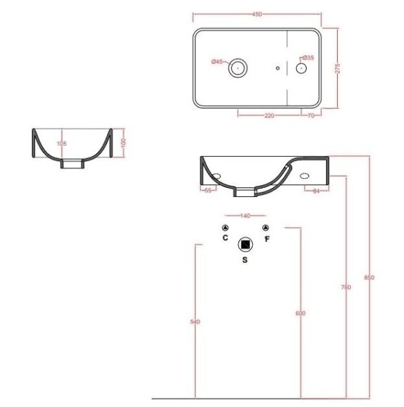 Раковина Artceram Washbasins  подвесная с одним отверстием перелив белый LML003 01 00