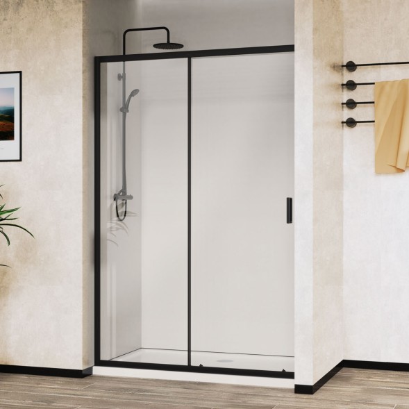 Vincea Душевая дверь Сити (City) VDS-5CT140CLB, 1400, черный, стекло прозрачное