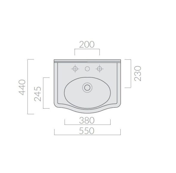 Раковина GALASSIA ETHOS 8431 подвесная с тремя отверстиями с переливом цвет белый глянцевый