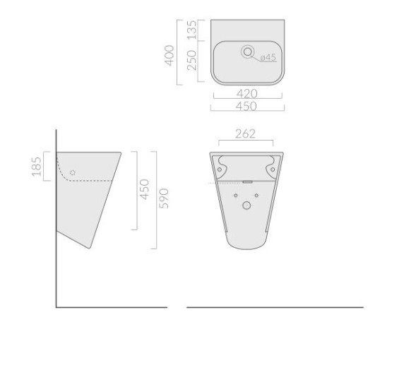 Раковина GALASSIA MEG11 5407SF подвесная без отверстий без перелива цвет белый глянцевый
