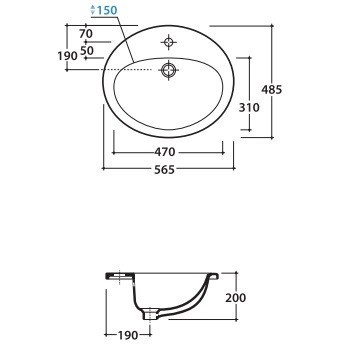 Раковина GLOBO LAVARREDO встраиваемая сверху с одним отверстием MINORI цвет белый VA017BI