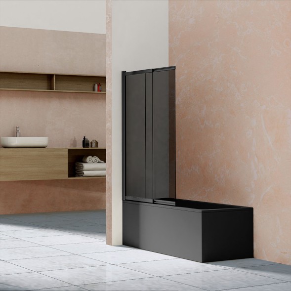 Vincea Душевая шторка на ванну VSB-1E100CGB, 1000*1450, матовый черный, стекло тонированное
