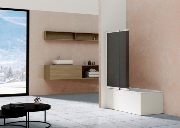 Vincea Душевая шторка на ванну VSB-1E100CGB, 1000*1450, матовый черный, стекло тонированное