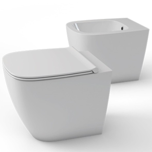 Унитаз GLOBO GENESIS напольный приставной цвет белый GN001BI