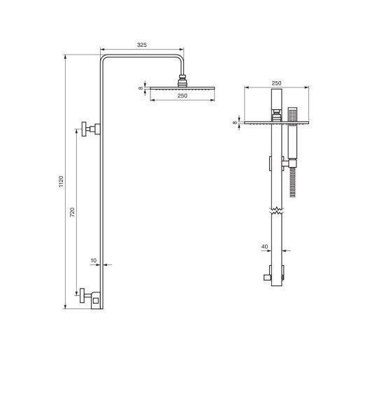 Emmevi, душевая колонна C02772 с внутристенным подключением, цвет хром C02772CR