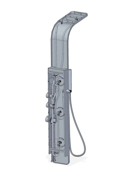 AQG NOIR , многофункциональная душевая панель с термостатом на 4 режима, цвет черный матовый