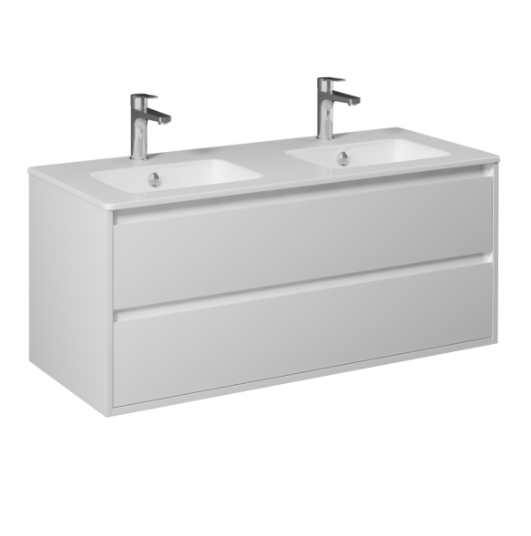 Тумба подвесная с раковиной ISVEA Pro 120 с двумя ящиками цвет белый 21MGS001120I