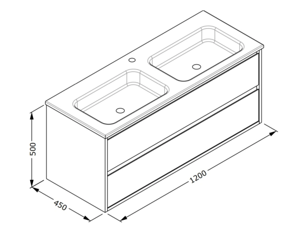 Тумба подвесная с раковиной ISVEA Pro 120 с двумя ящиками цвет белый 21MGS001120I