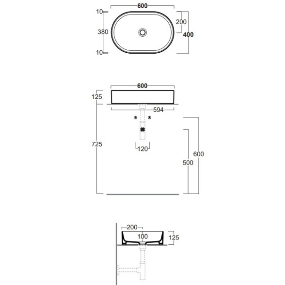 Раковина SIMAS FOLIO накладная без отверстий цвет белый FO02