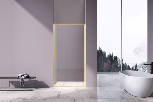 Vincea Душевая дверь Слим 8мм (Slim 8mm) VDP-4SL900CLG, брашированное золото, стекло прозрачное