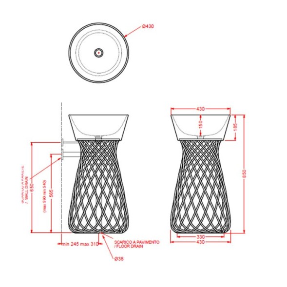 Раковина Artceram WIRE  накладная без отверстий цвет черный WIL001 03 00
