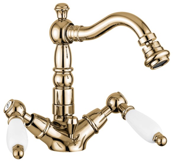 Emmevi Deco Ceramic, двухрычажный смеситель для биде с донным клапаном, цвет бронза 121614/BR