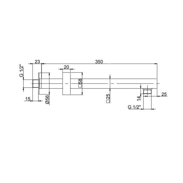 Paini 50PZ745QQ35 Кронштейн для верхнего душа квадратный, 350 мм, брашированный чёрный