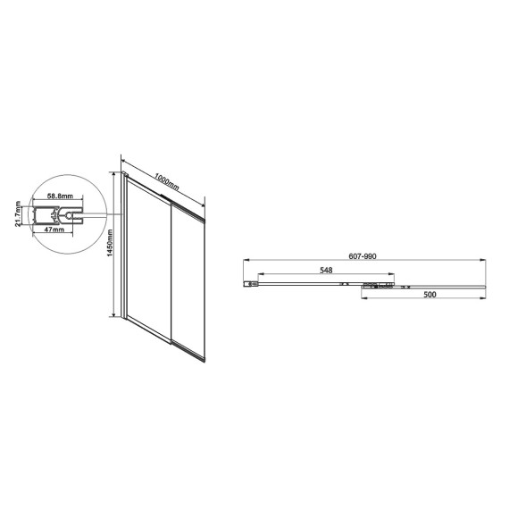 Vincea Душевая шторка на ванну VSB-1E100CLG, 1000*1450, брашированное золото, стекло прозрачное