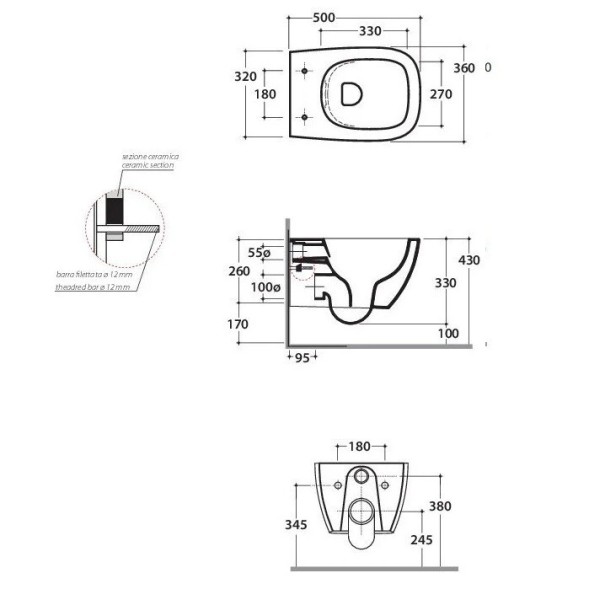 Унитаз GLOBO GENESIS подвесной безободковый цвет белый GNS03BI