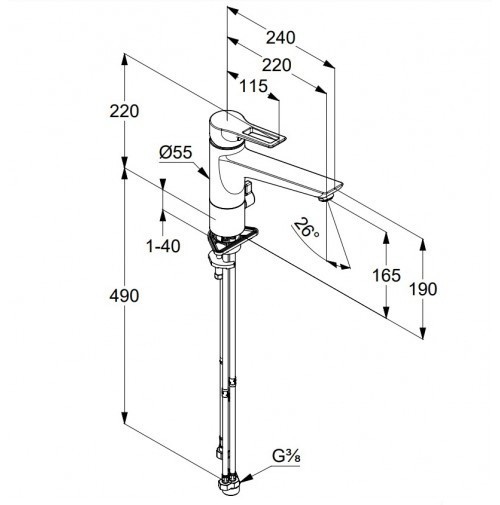 KLUDI MIX однорычажный смеситель для кухни, доп. кран Multi, для безнапорных водонагревателей, арт. 329070575