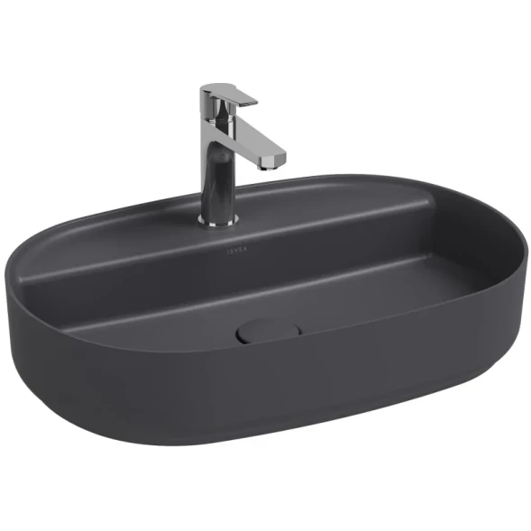 Раковина накладная ISVEA Infinity 60 овальная 60см цвет антрацит матовый 10NF65060-2C
