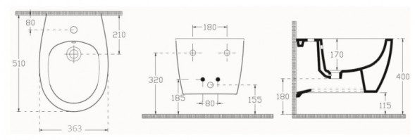 Биде ISVEA Sentimenti Neo подвесной ШГВ 363*510*400 цвет бордовый матовый 10AR41010-2R