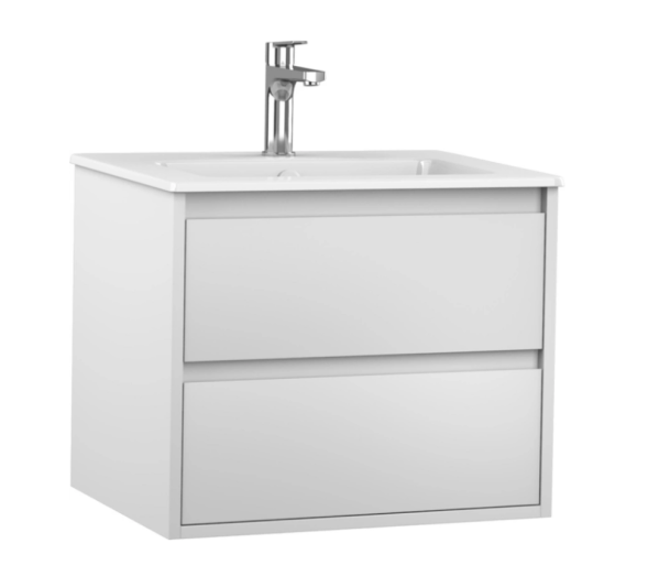 Тумба подвесная с раковиной ISVEA Pro 60 с двумя ящиками цвет белый 21MGS001060I