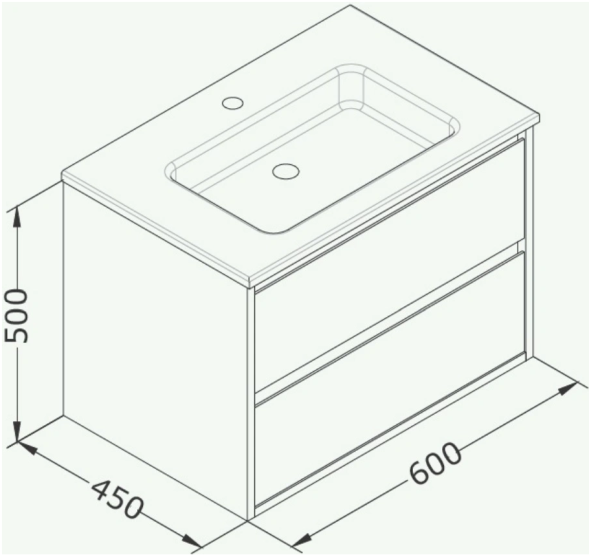 Тумба подвесная с раковиной ISVEA Pro 60 с двумя ящиками цвет белый 21MGS001060I