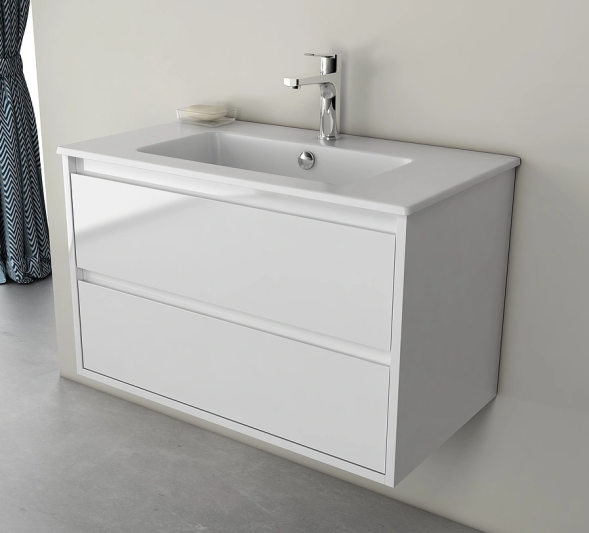 Тумба подвесная с раковиной ISVEA Pro 60 с двумя ящиками цвет белый 21MGS001060I