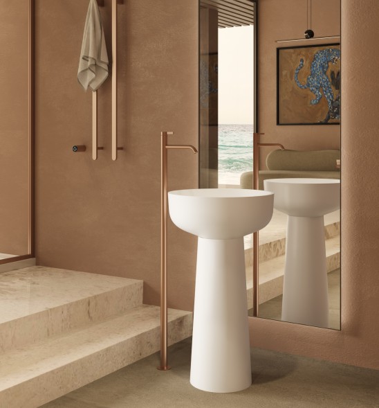 Vincea Раковина Солид Серфейс (Solid Surface)  VBS-4SP02MW, 480*480*850, напольная, цвет белый матовый