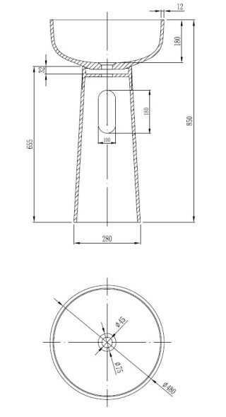 Vincea Раковина Солид Серфейс (Solid Surface)  VBS-4SP02MW, 480*480*850, напольная, цвет белый матовый