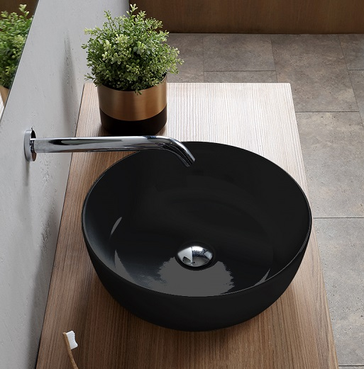 Раковина Scarabeo GLAM накладная без перелива без отверстий цвет черный глянцевый 1808 35