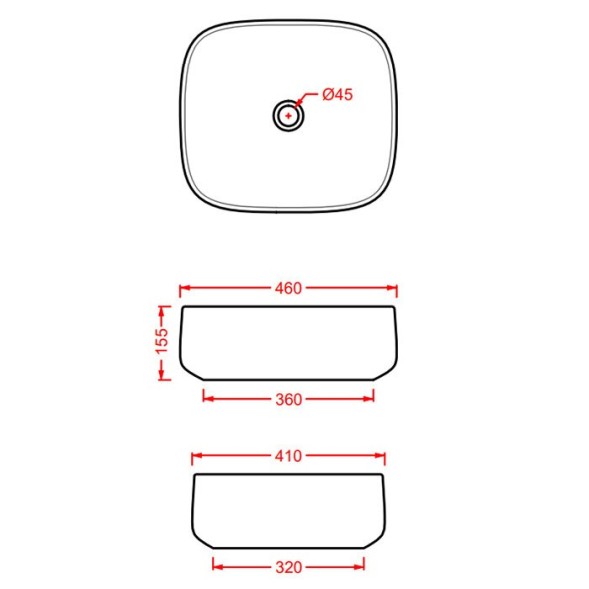 Раковина Artceram Cognac Quadro накладная без отверстий  цвет notte COL007 36 00