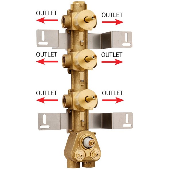 Встраиваемая часть Bossini Z030273000 для термостата для ванны и душа на 6 потребителей с 3 переключателями по 2 выхода