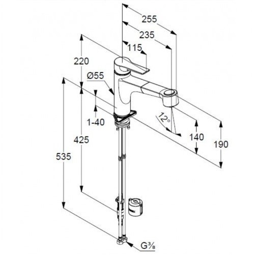 KLUDI MIX однорычажный смеситель для кухни, доп. кран Multi, для безнапорных водонагревателей, выдвижной излив, полый рычаг, арт. 329420562