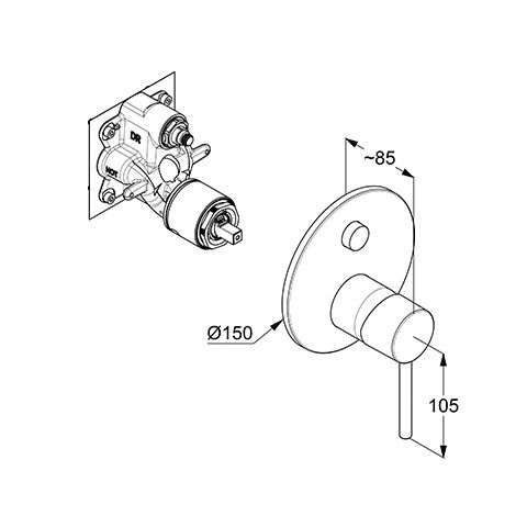 Смеситель KLUDI BOZZ 38759N076 для ванны и душа встраиваемый внешняя часть с автоматическим переключателем воды PUSH&amp;SWITCH