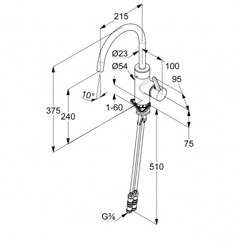 Смеситель KLUDI E-GO 422200575 для кухни сенсорный