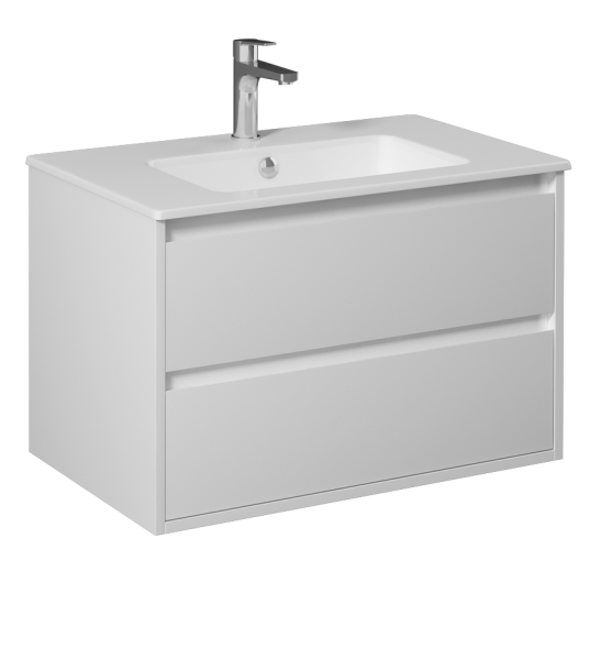 Тумба подвесная с раковиной ISVEA Pro 80 с двумя ящиками цвет белый 21MGS001080I