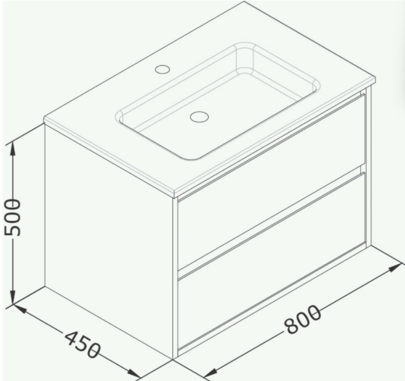 Тумба подвесная с раковиной ISVEA Pro 80 с двумя ящиками цвет белый 21MGS001080I