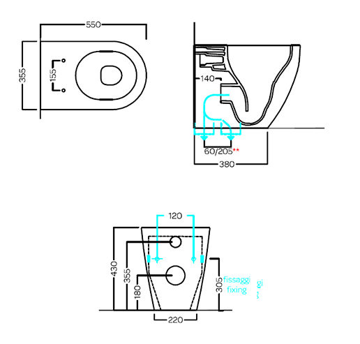 Унитаз HATRIA CENTRICA Y9DC01 напольный приставной слив Vortex безободковый цвет белый