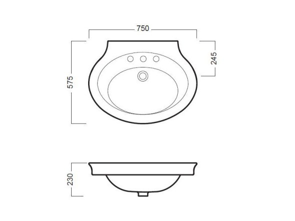 Раковина HATRIA DOLCEVITA Y0EW01 подвесная с одним отверстием с переливом цвет белый
